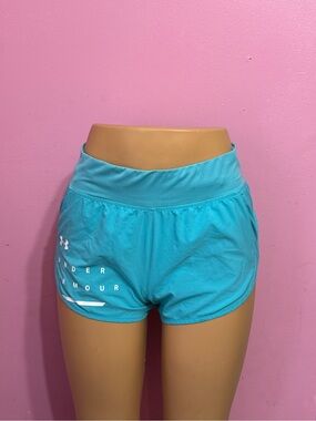 Under Armour Heat Gear Teal Shorts Elastic Waist Pocket Lined Women's SM Fitted